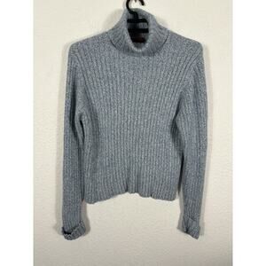Sundance Catalog‎ Sweater Women’s XL Blue Turtleneck Cotton Angora Nylon